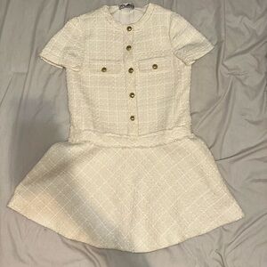 Zara Ivory Dress with Gold Accents